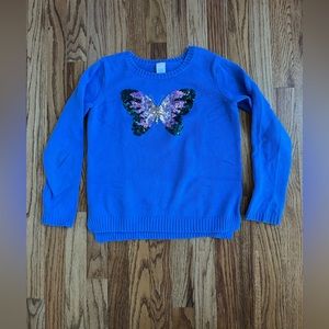 Gymboree Girls Periwinkle Sweater with Sequins Butterfly